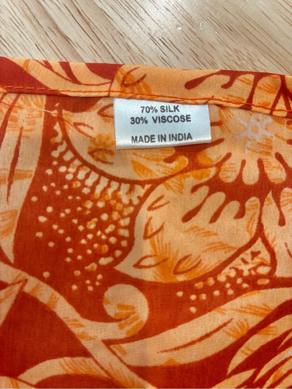 Silk Blend Orange Floral Wrap Midi Skirt One Size